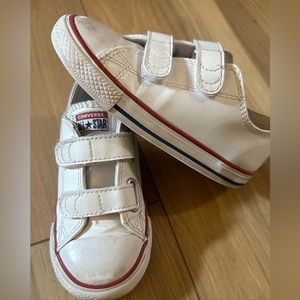 Converse Shoes | Converse White Leather Toddler Velcro Size 9c